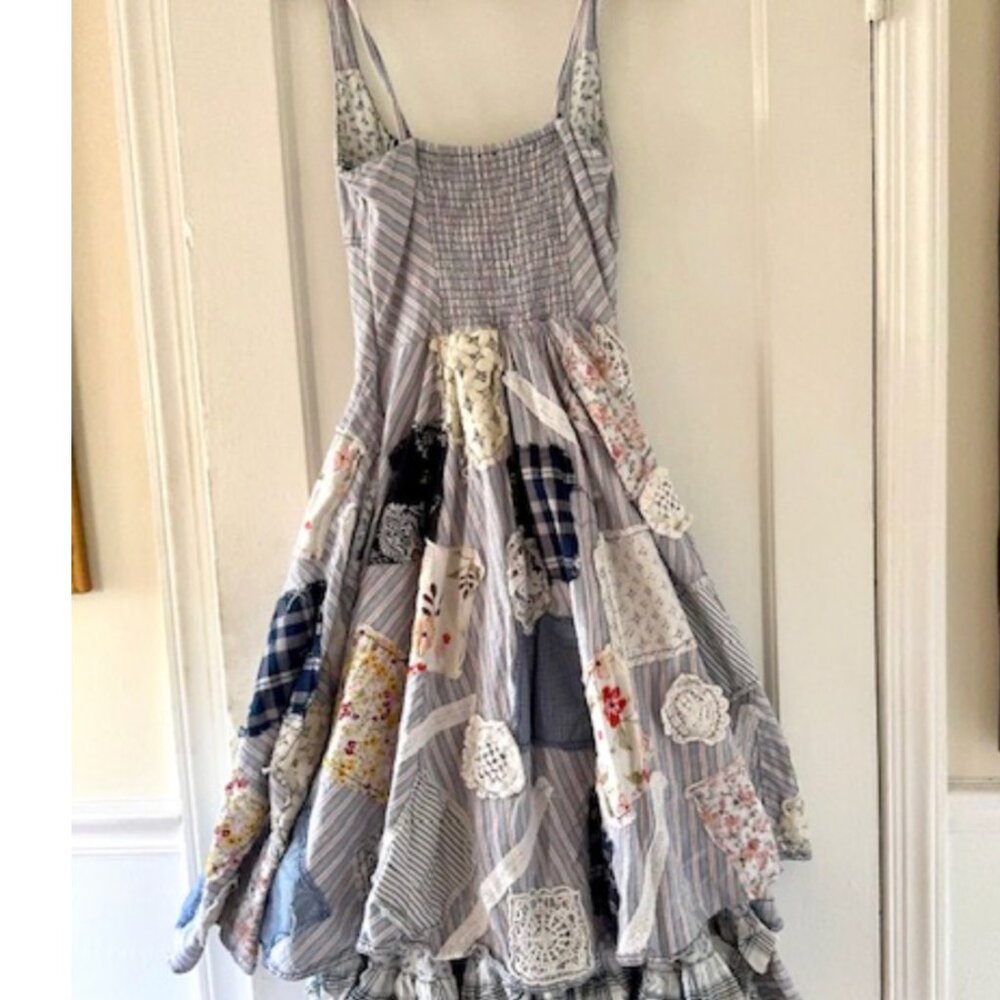 Anthropologie Pilcro Jenna Scoop Neck Drop-Waist Patchwork Dress Boho Cinderella - Picture 7 of 16